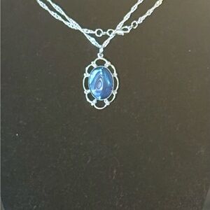 Vintage Blue Abalone & Sterling Silver Necklace